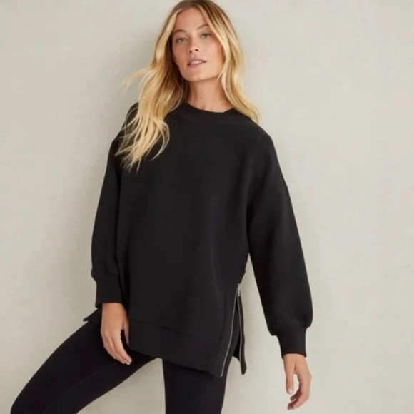 Varley x Barry’s Black Crew Neck Side Zip Ribbed Sweater - Picture 1 of 10